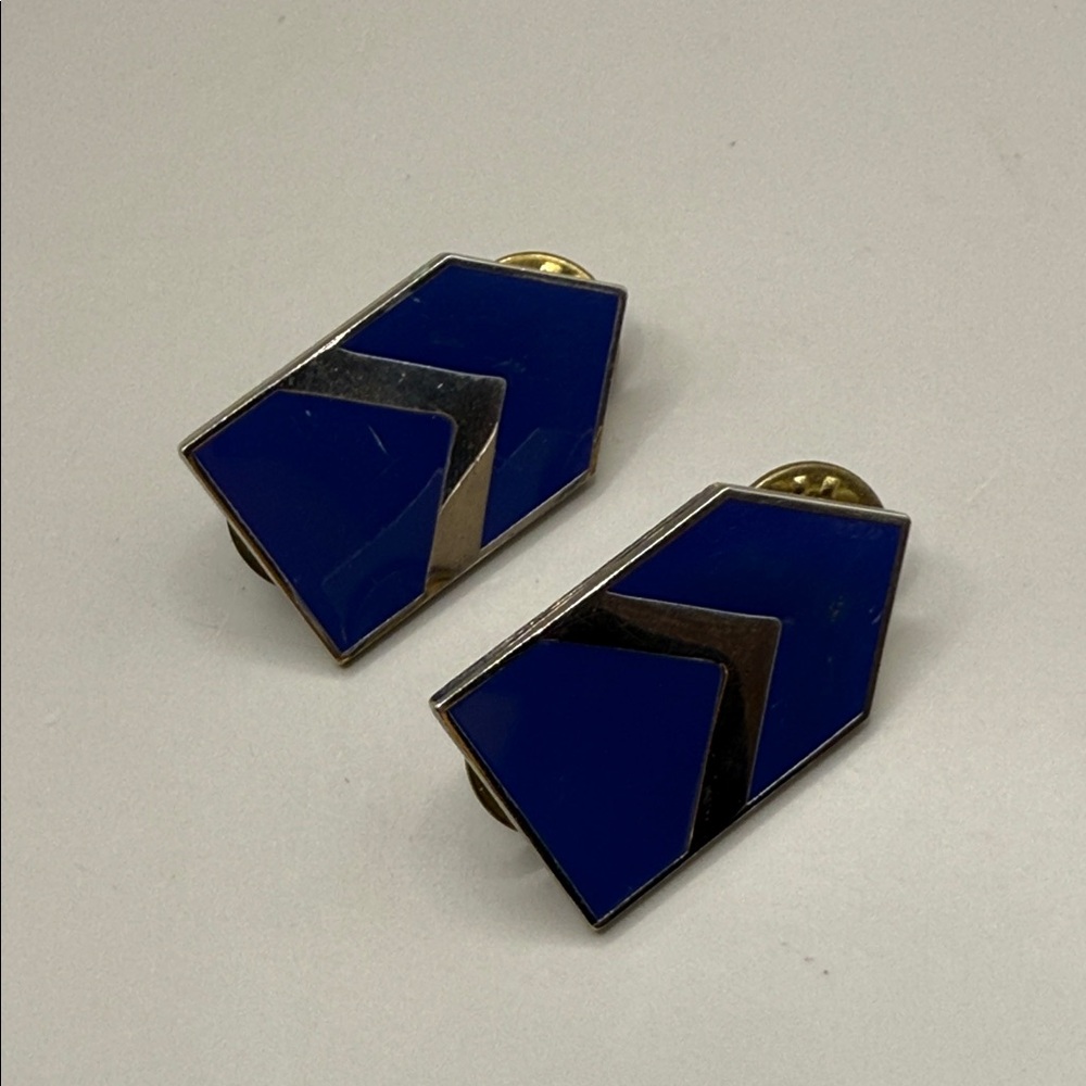 Vintage ROTC Air Force Silver Blue Enamel Lapel Pins